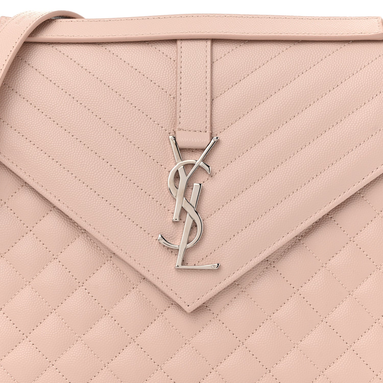 Saint Laurent Grain De Poudre Textured Mixed Matelasse Large Triquilt Monogram Satchel Rose 8 of 10