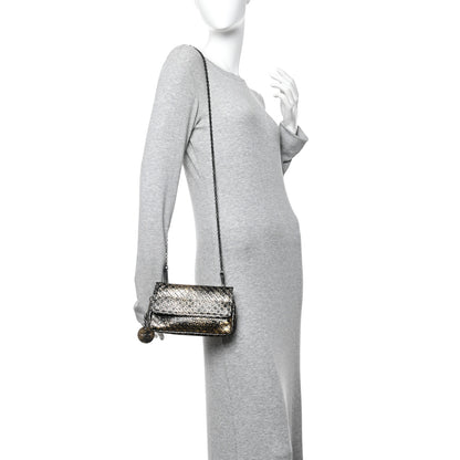 Bottega Veneta Calfskin Intrecciomirage Embossed Butterfly Chain Crossbody Black Gold 2 of 10