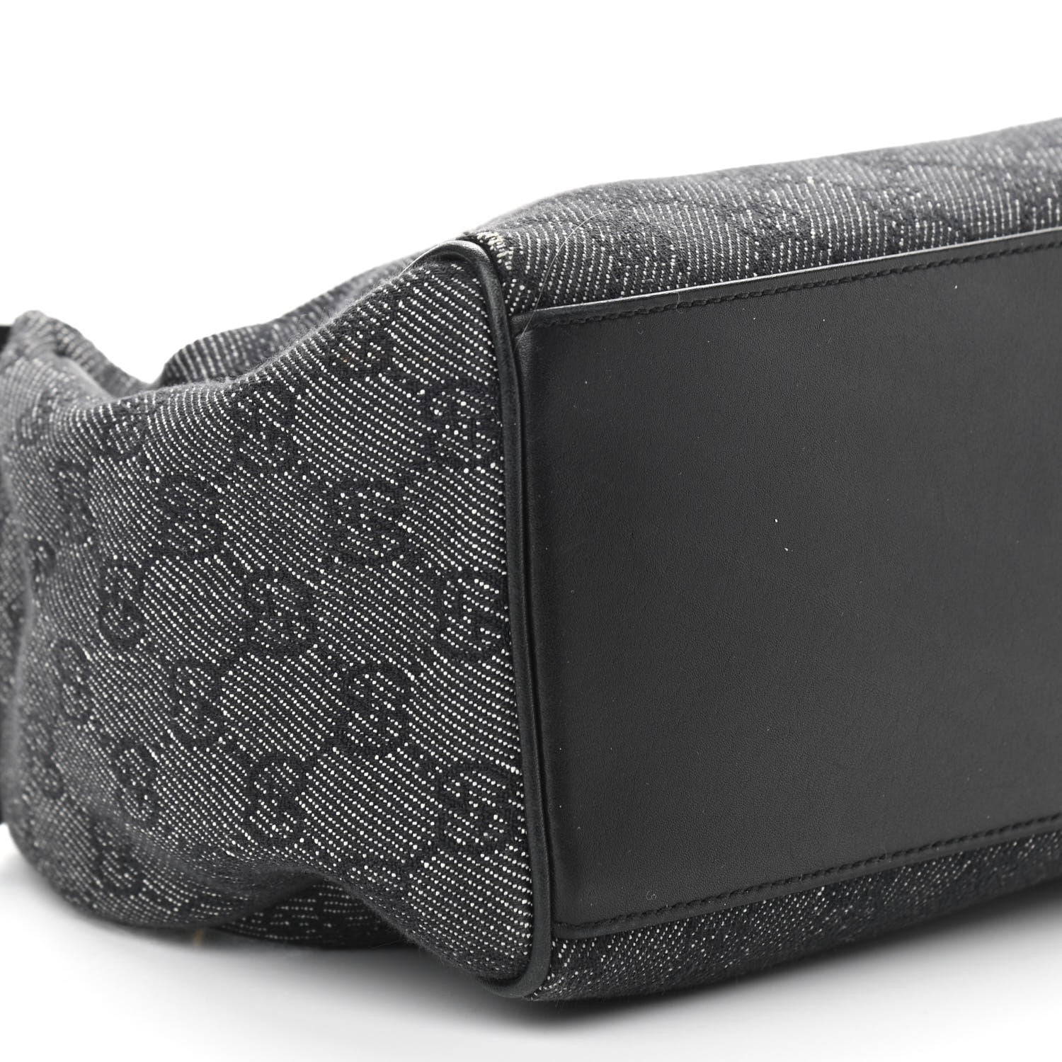 Gucci Denim Monogram GG Signature Shoulder Bag Black 9 of 11