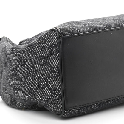 Gucci Denim Monogram GG Signature Shoulder Bag Black 9 of 11