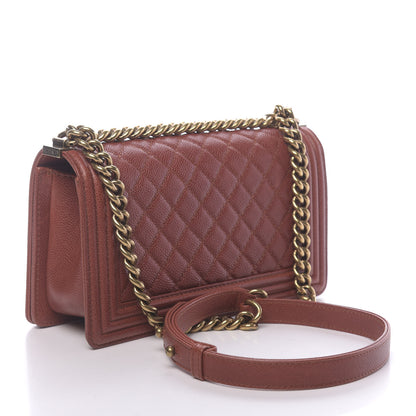 Chanel Caviar Quilted Medium Boy Flap Dark Orange 3 of 13