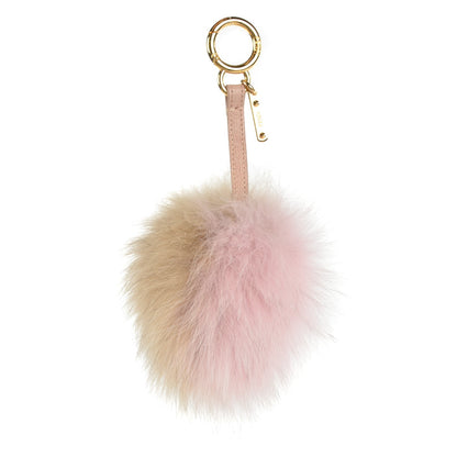 Fendi Fox Fur Vitello Elite Bi-Color Pom Pom Bag Charm Rosa Cammello Cipria 1 of 6