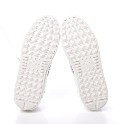Valentino Garavani Calfskin Glitter Rockstud Open Sneakers 37.5 White Silver 5 of 9
