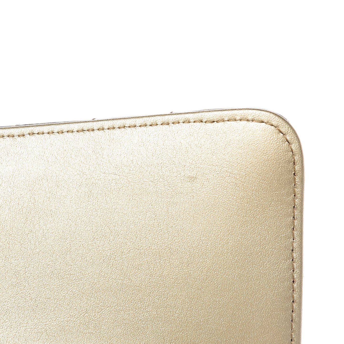 Metallic Patent Crumpled Calfskin Chevron Quilted Medium Double Flap Gold