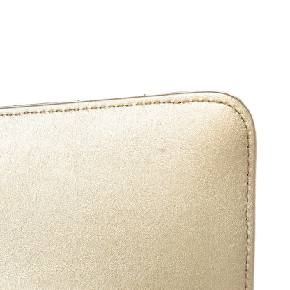 Chanel Metallic Patent Crumpled Calfskin Chevron Quilted Medium Double Flap Gold 10 of 12