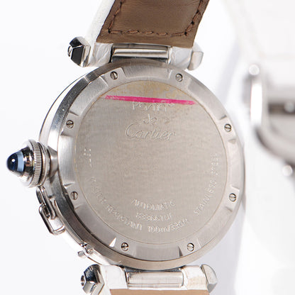 Cartier Stainless Steel Alligator Mother of Pearl 35mm Pasha C Automatic Watch 3 of 8