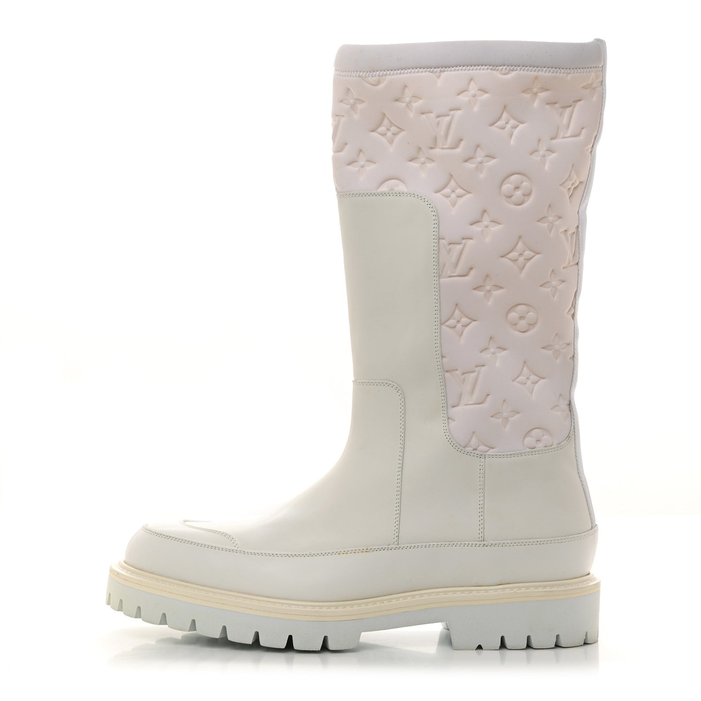Calfskin Monogram Embossed Neoprene Mens Landscape Ankle Boot 8 White