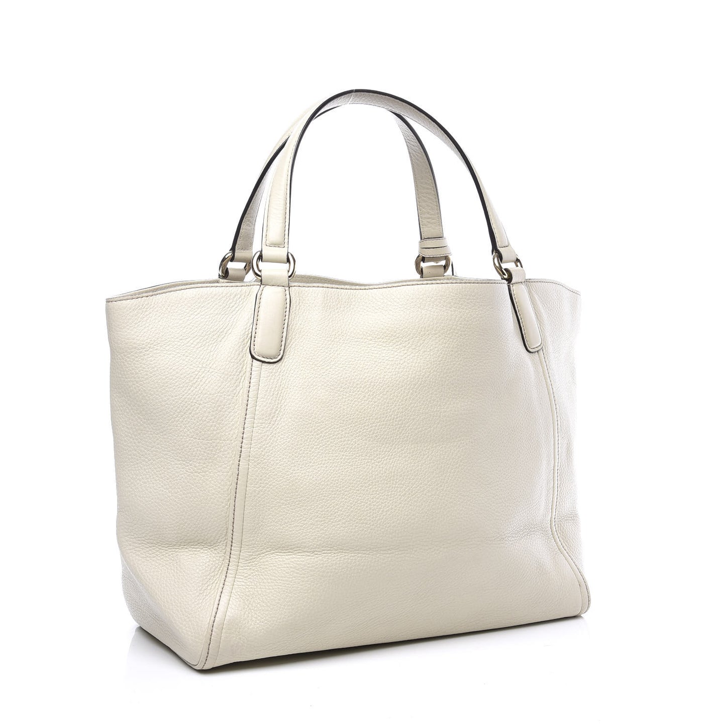 Pebbled Calfskin Medium Soho Shoulder Bag Off White