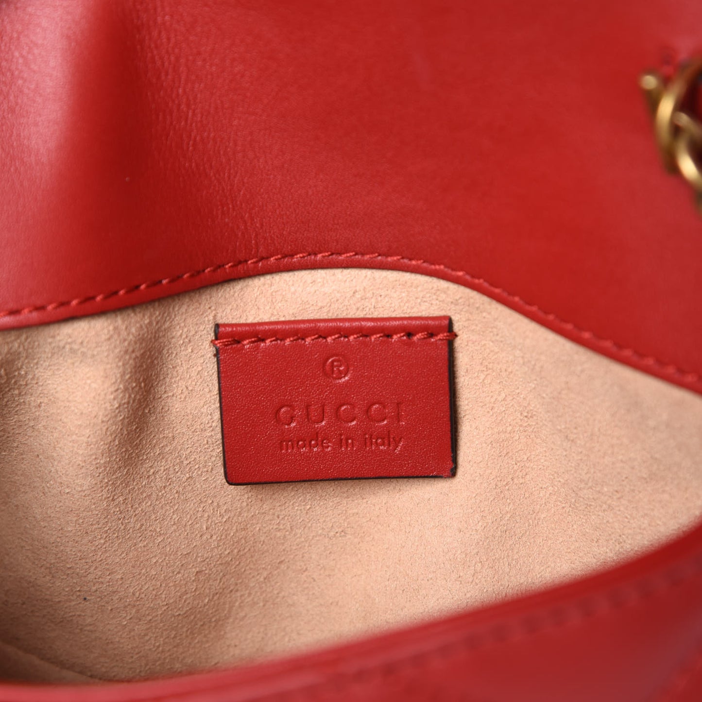 Calfskin Matelasse Super Mini GG Marmont Shoulder Bag Hibiscus Red