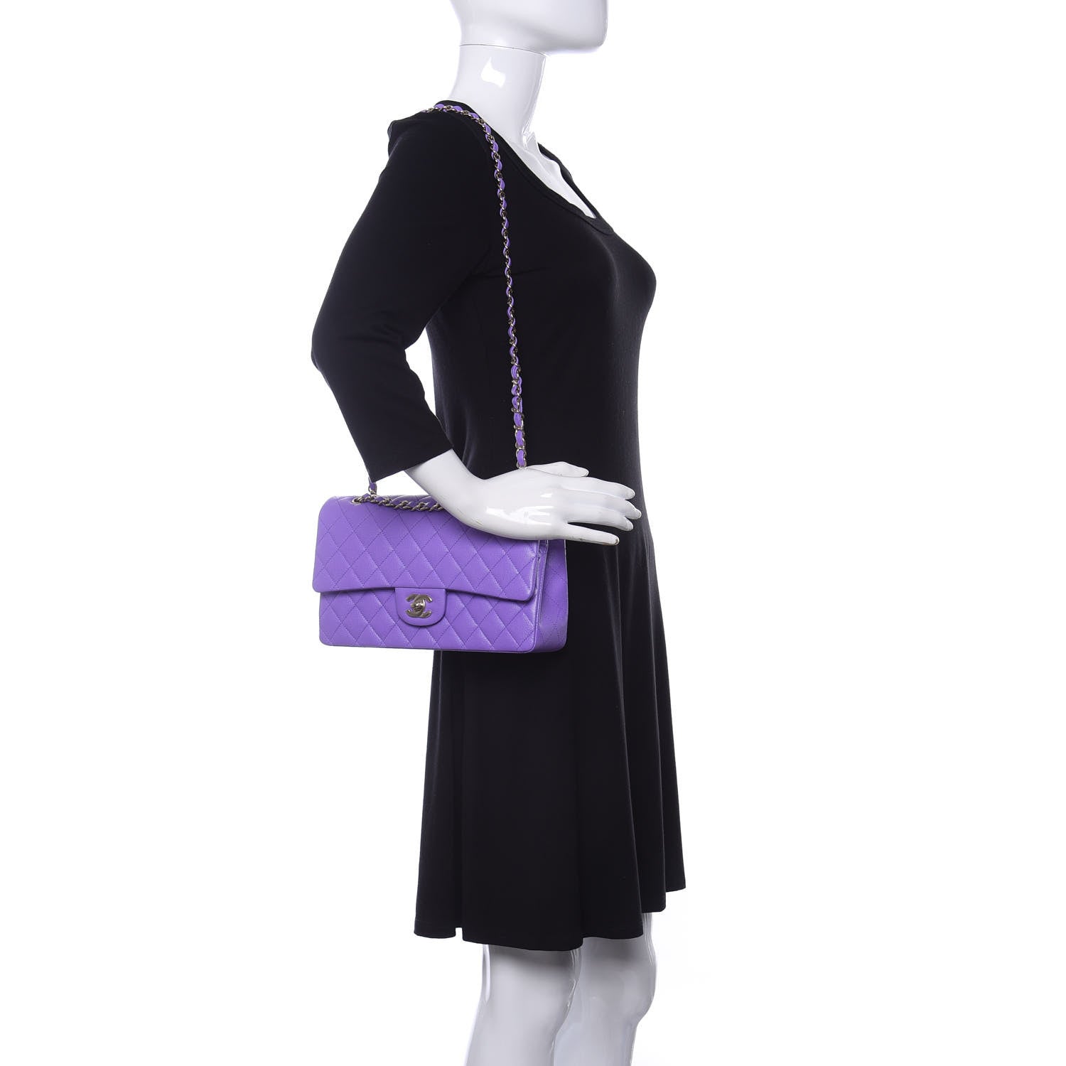 Chanel Caviar Quilted Medium Double Flap Purple 2 of 11