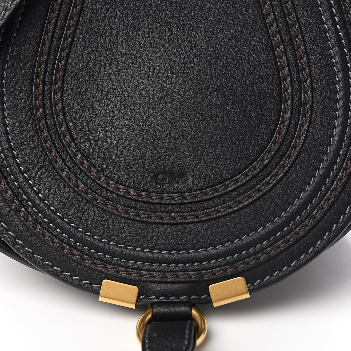 Calfskin Mini Marcie Round Crossbody Bag Black