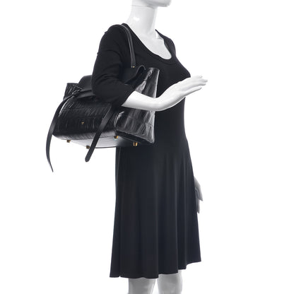 Celine Calfskin Crocodile Embossed Small Belt Bag Black 1 of 7