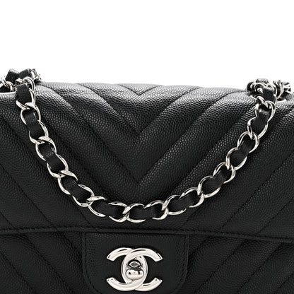Chanel Caviar Chevron Quilted Mini Rectangular Flap Black 8 of 14