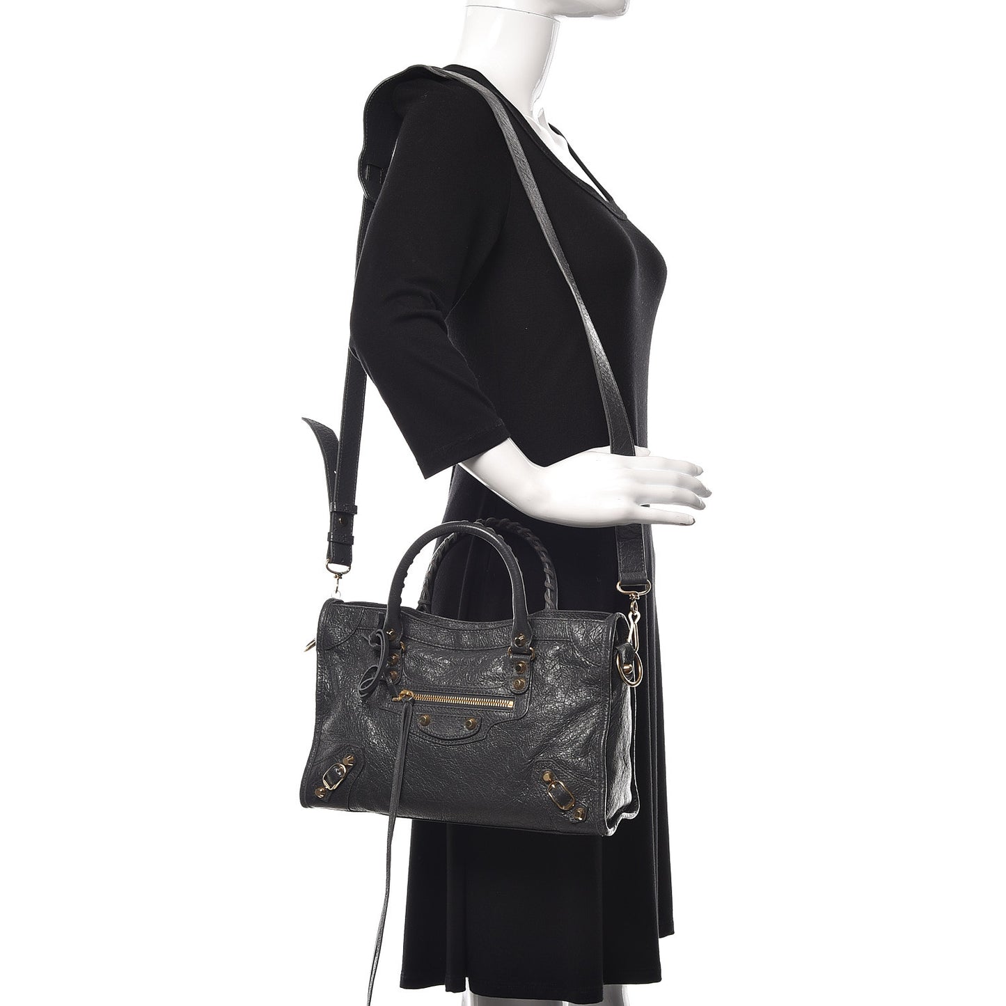 Agneau Classic Gold Hardware S City Gris Fossile