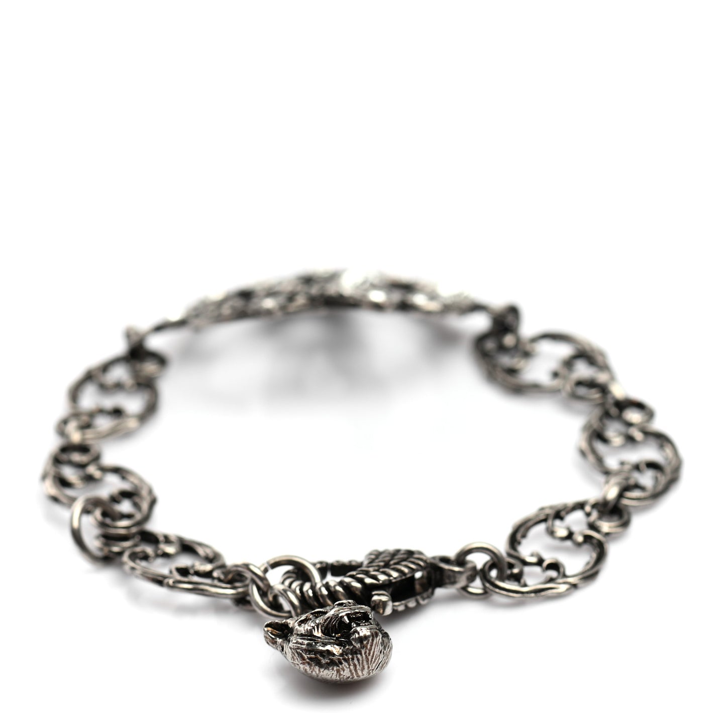 Oxidized Palladium Crystal Double G Bracelet Silver