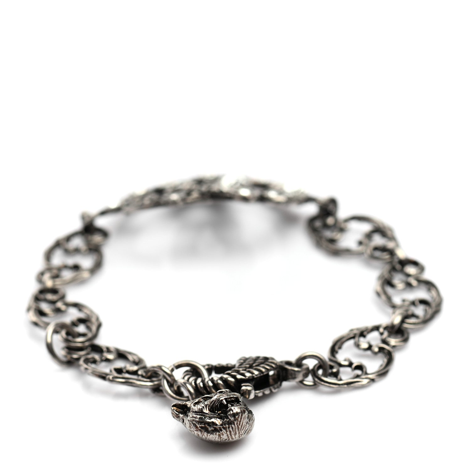 Gucci Oxidized Palladium Crystal Double G Bracelet Silver 3 of 5