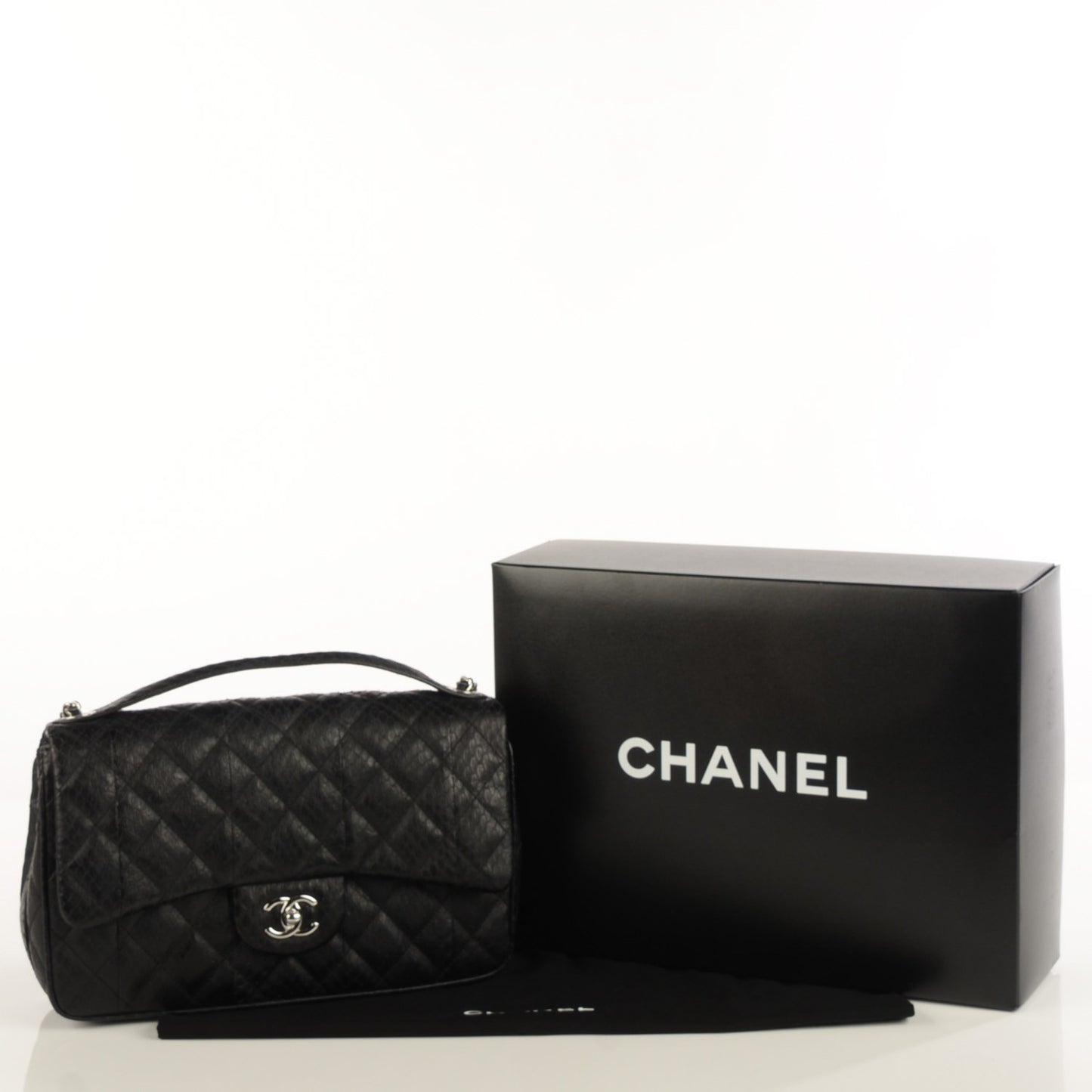Elaphe Snakeskin Jumbo Easy Carry Flap Black