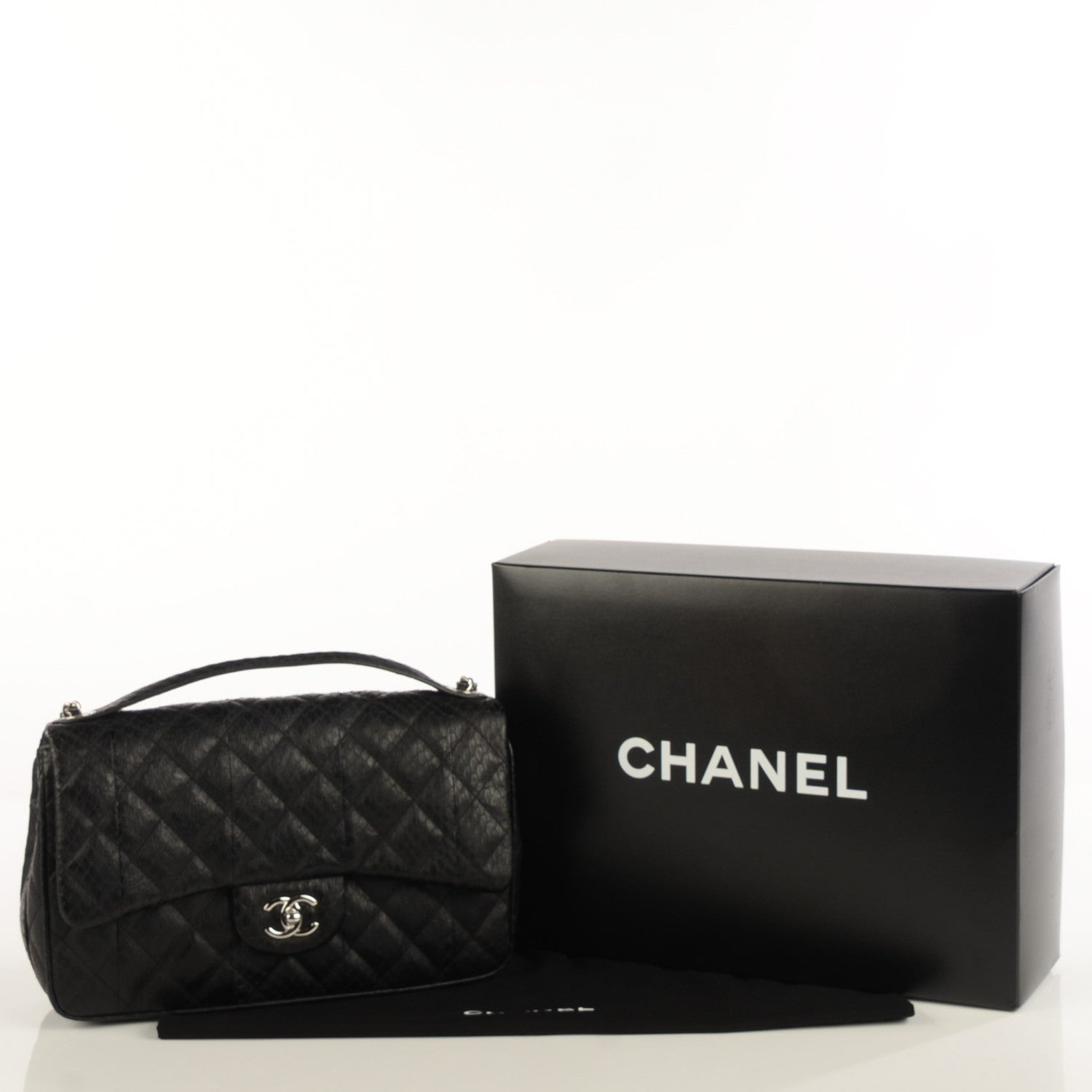 Chanel Elaphe Snakeskin Jumbo Easy Carry Flap Black 5 of 9
