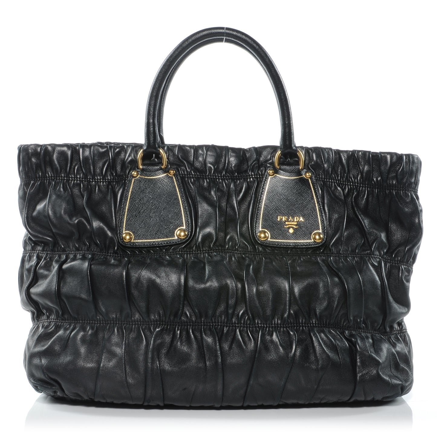 Nappa Leather Gaufre Tote Nero Black