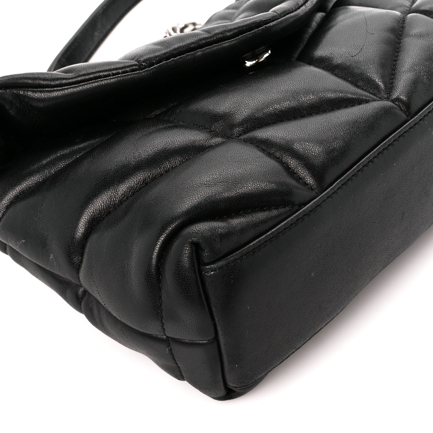 Lambskin Quilted Toy Loulou Puffer Monogram Chain Satchel Black