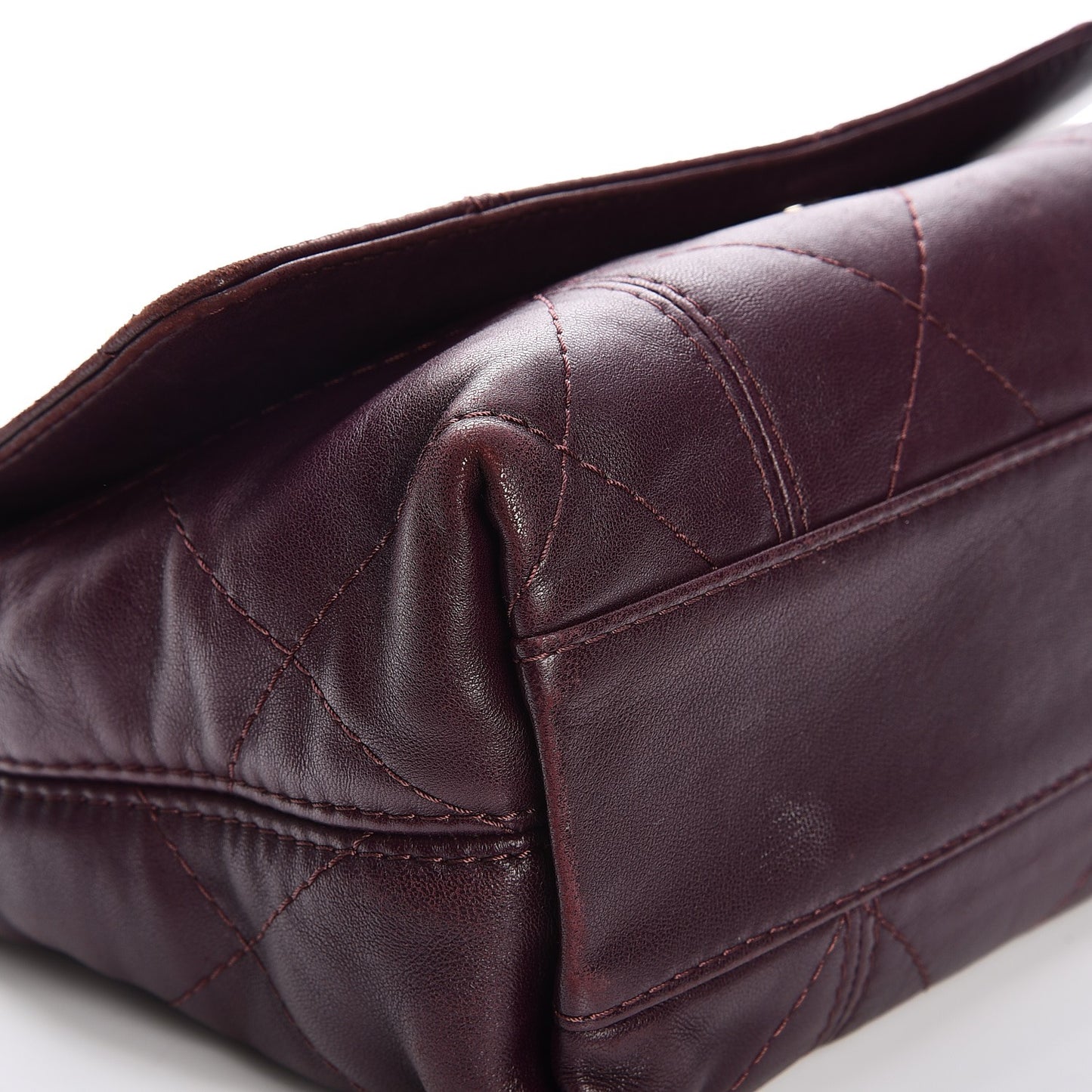 Lambskin Quilted Large Soft Touch Flap Burgundy