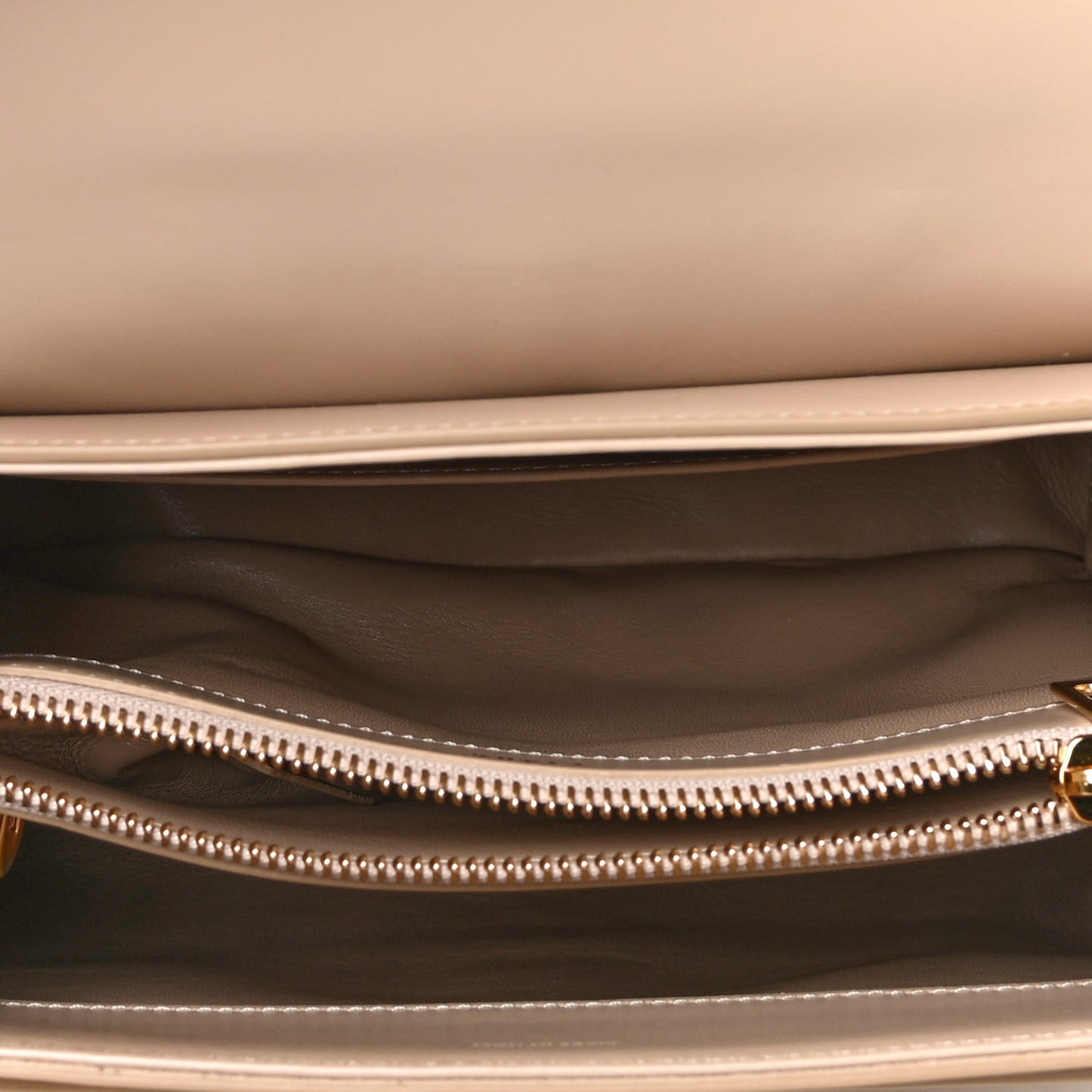 Satinated Calfskin Small 16 Top Handle Bag Beige