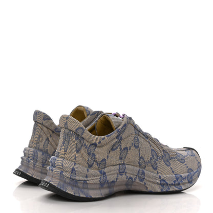 Gucci Ultralight Plume Calfskin Monogram Printed Womens Gucci Run Sneakers 37 Beige Blue 4 of 9