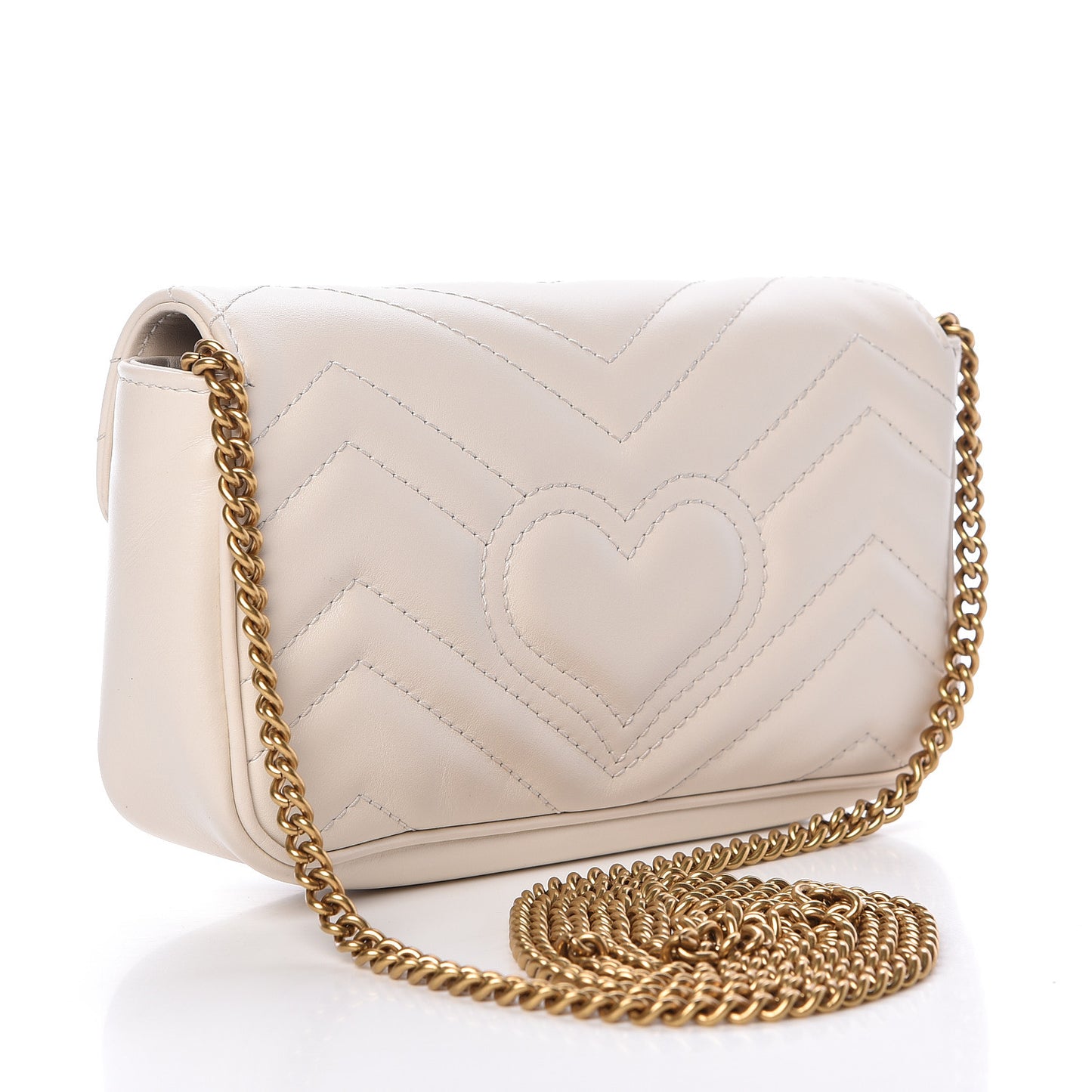 Calfskin Matelasse Super Mini GG Marmont Shoulder Bag White