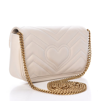 Gucci Calfskin Matelasse Super Mini GG Marmont Shoulder Bag White 3 of 13