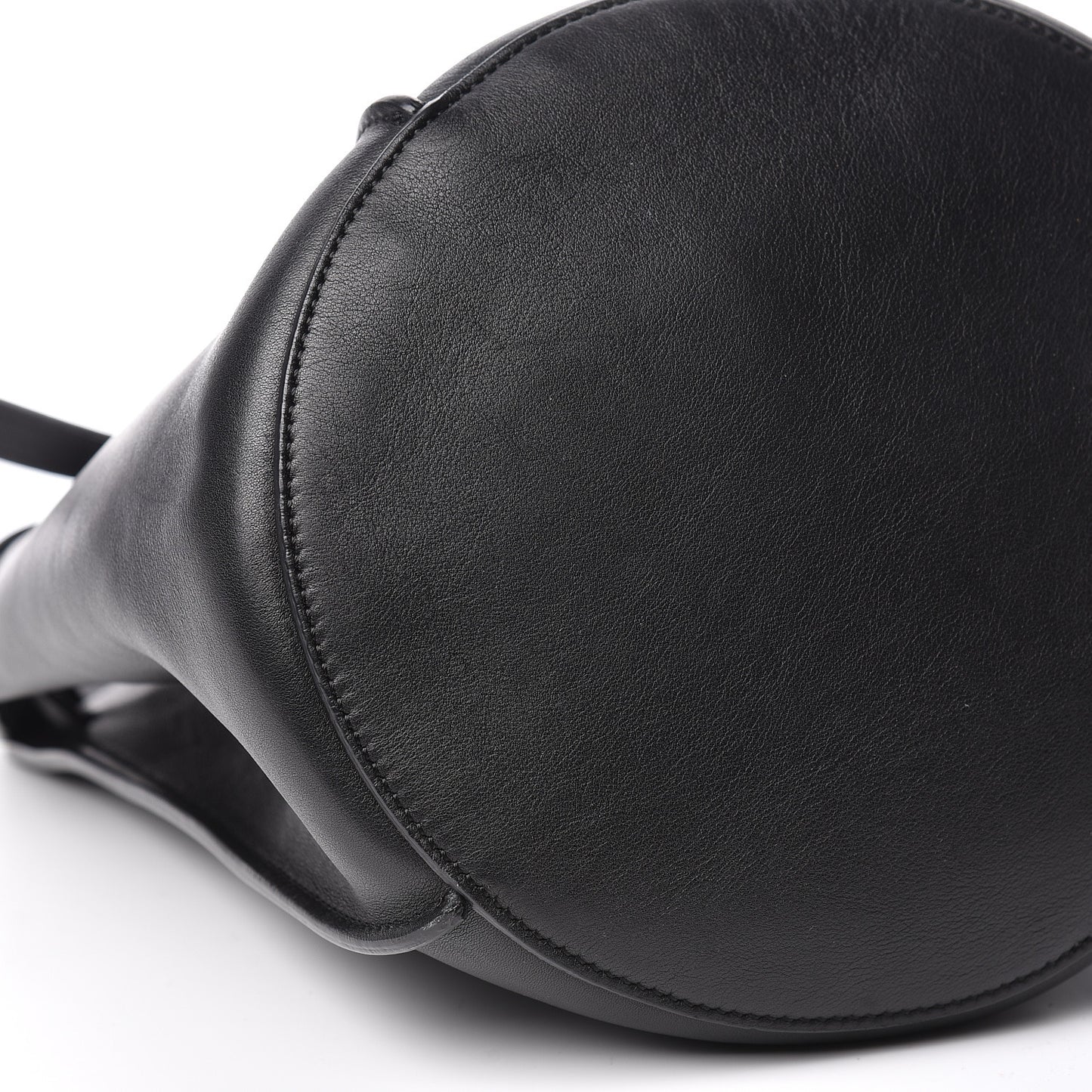 Smooth Calfskin Long Strap Big Bucket Bag Black
