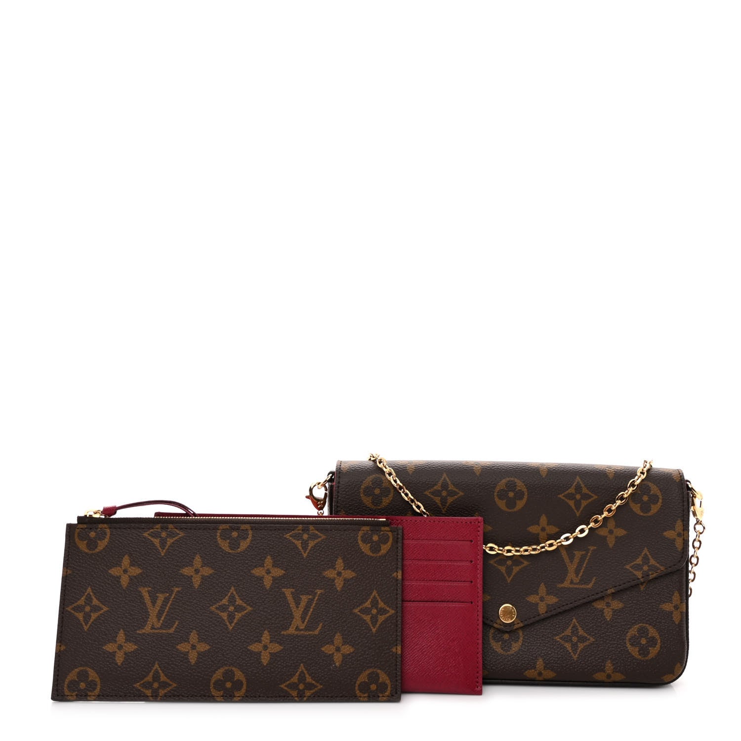 Louis Vuitton Monogram Pochette Felicie Chain Wallet Fuchsia 3 of 11
