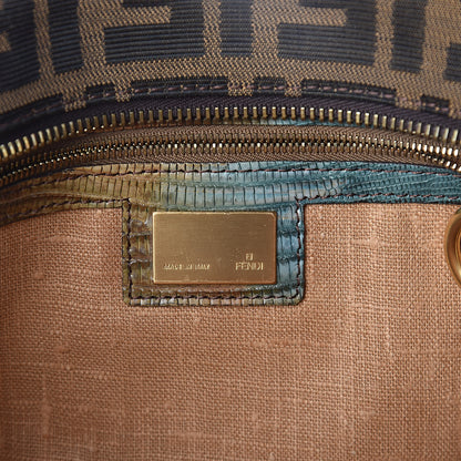 Fendi Zucca Lizard Small Devil Trapezio Tote Tobacco 6 of 11
