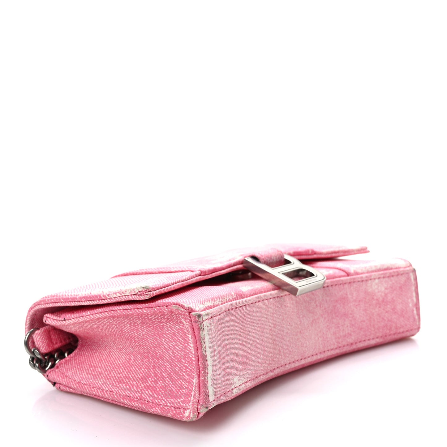 Nappa Denim Printed Hourglass Chain Bag Denim Pink
