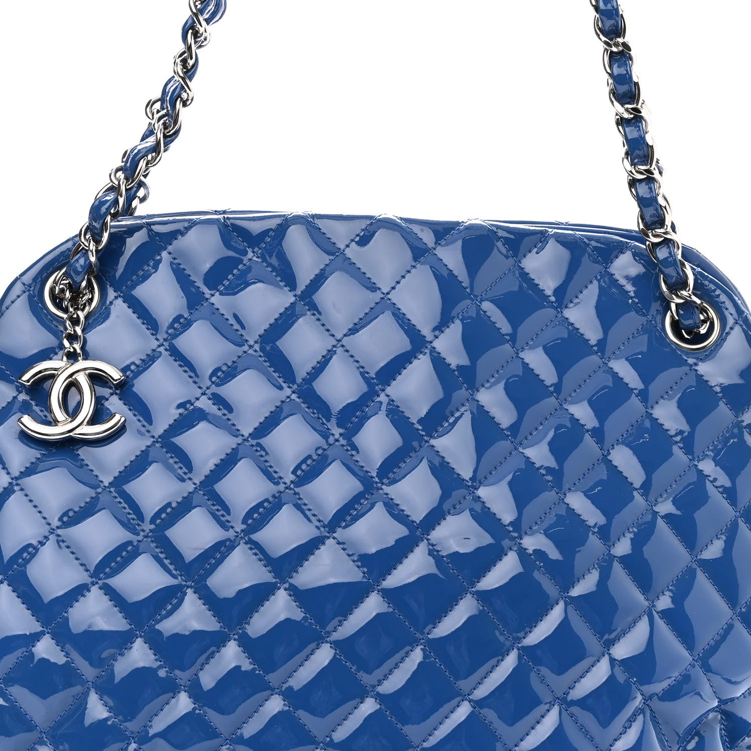 Chanel Patent Quilted Large Just Mademoiselle Bowling Bag Dark Blue 7 of 9
