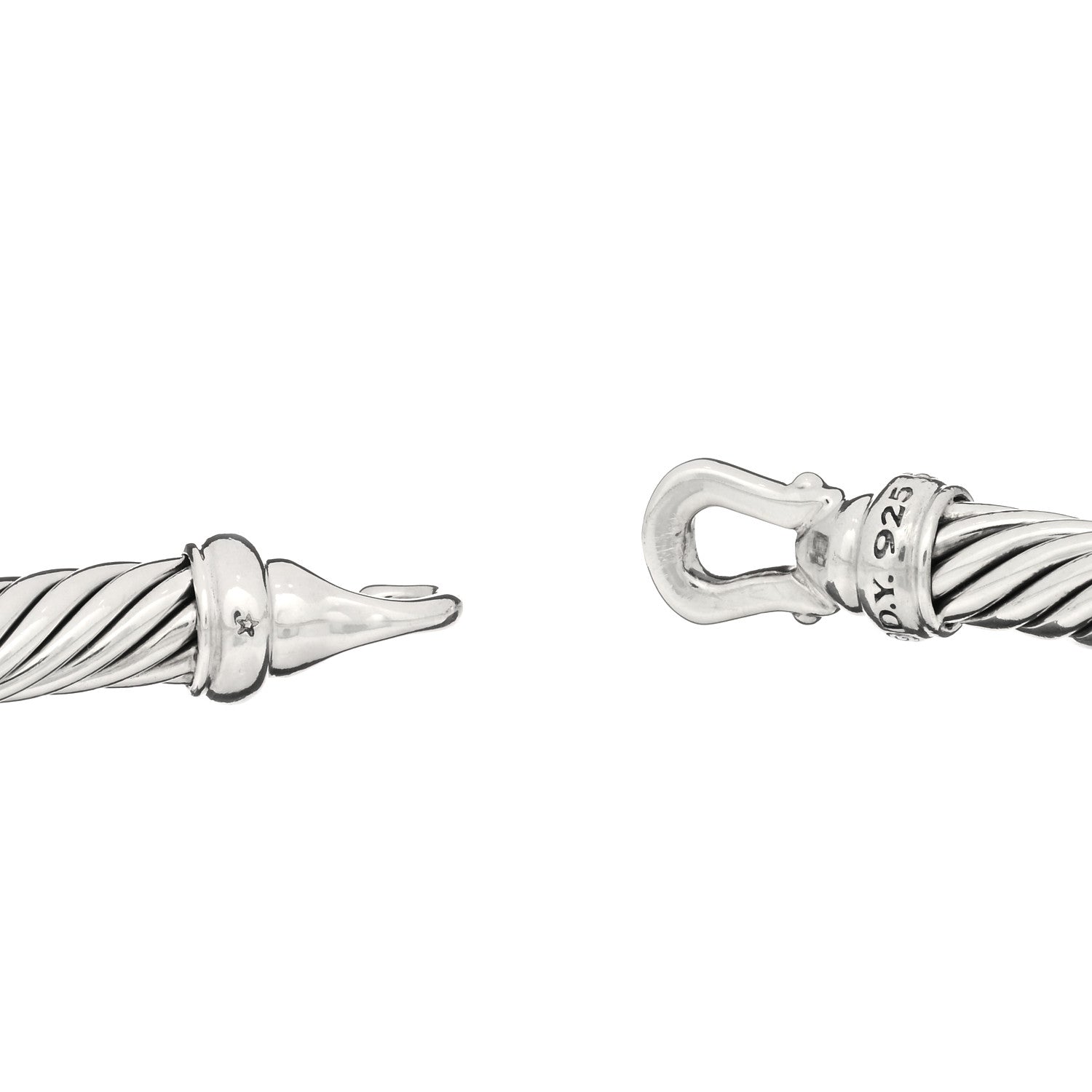 David Yurman Sterling Silver Diamond 5mm Cable Buckle Bracelet 3 of 3