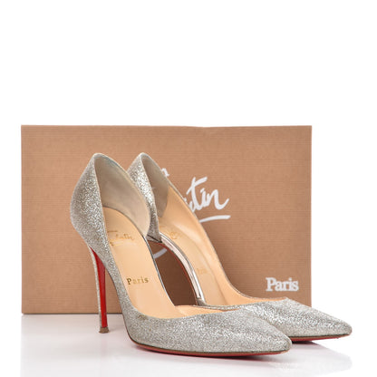 Christian Louboutin Glitter Mini Specchio Iriza 100 Pumps 38 Ivory Havana Beige 8 of 11
