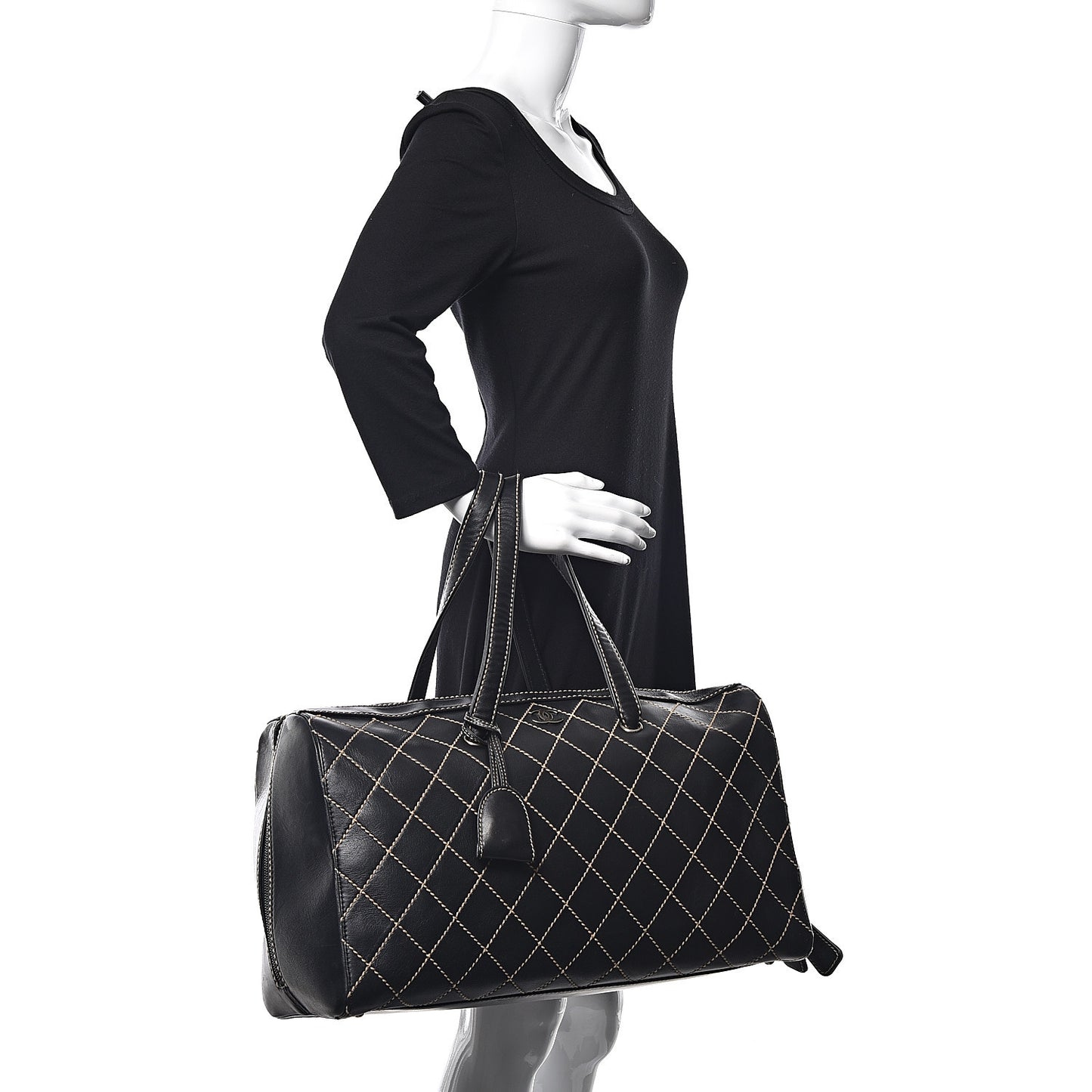 Calfskin Wild Stitch Duffel Bag Black