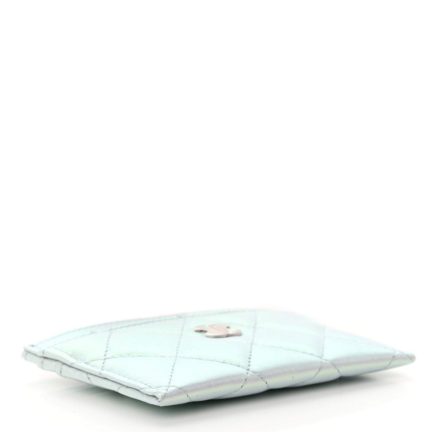 Chanel Iridescent Calfskin Quilted Card Holder Light Blue 4 of 9