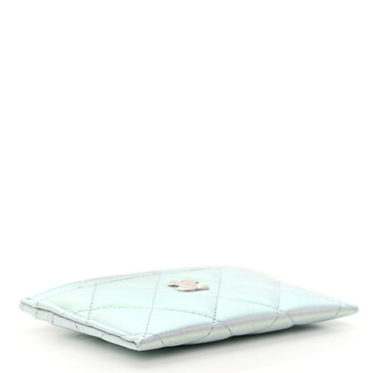 Chanel Iridescent Calfskin Quilted Card Holder Light Blue 4 of 9