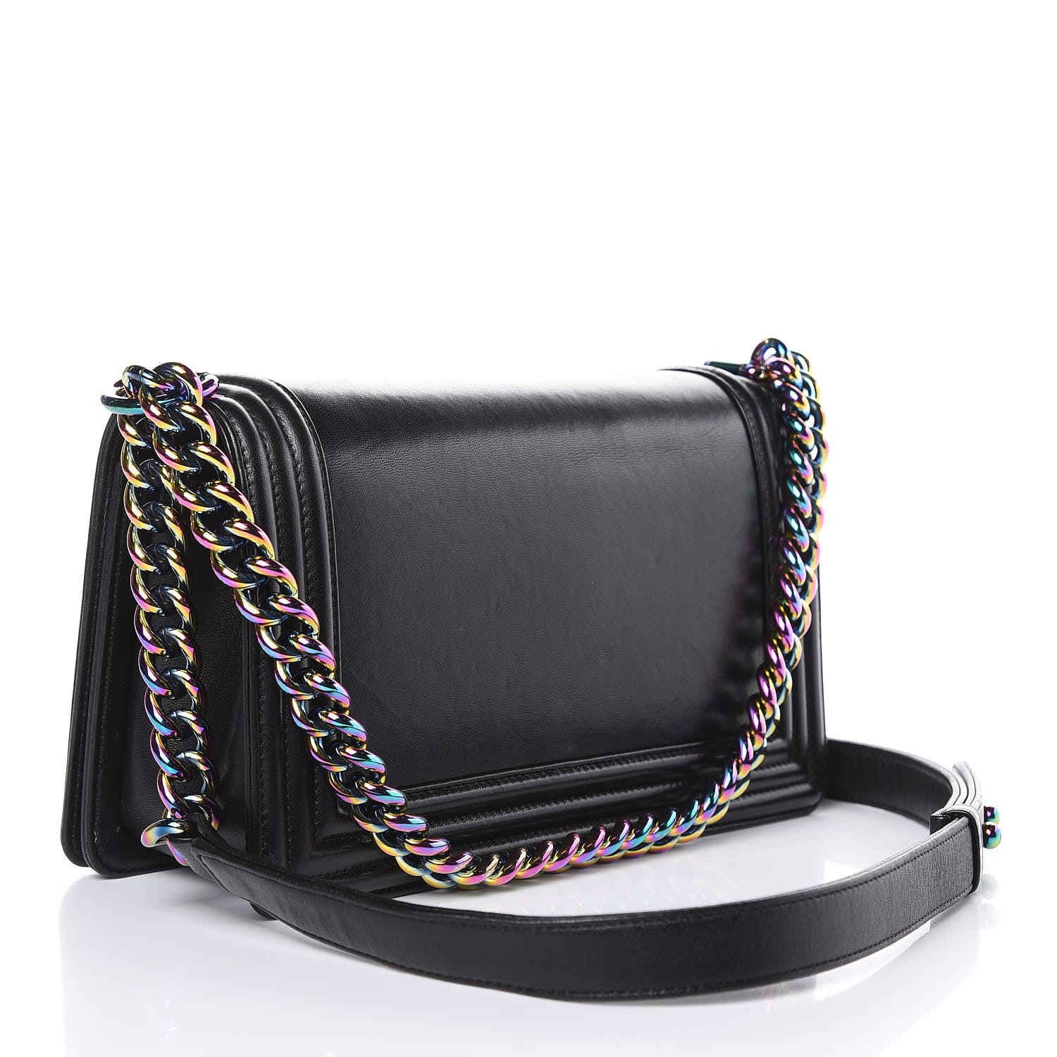 Chanel Lambskin LED Iridescent Metal Medium Boy Flap Black Multicolor 3 of 16