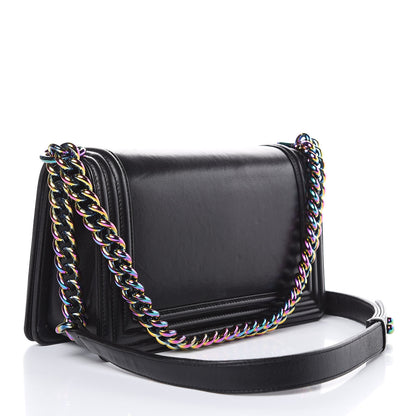 Chanel Lambskin LED Iridescent Metal Medium Boy Flap Black Multicolor 3 of 16