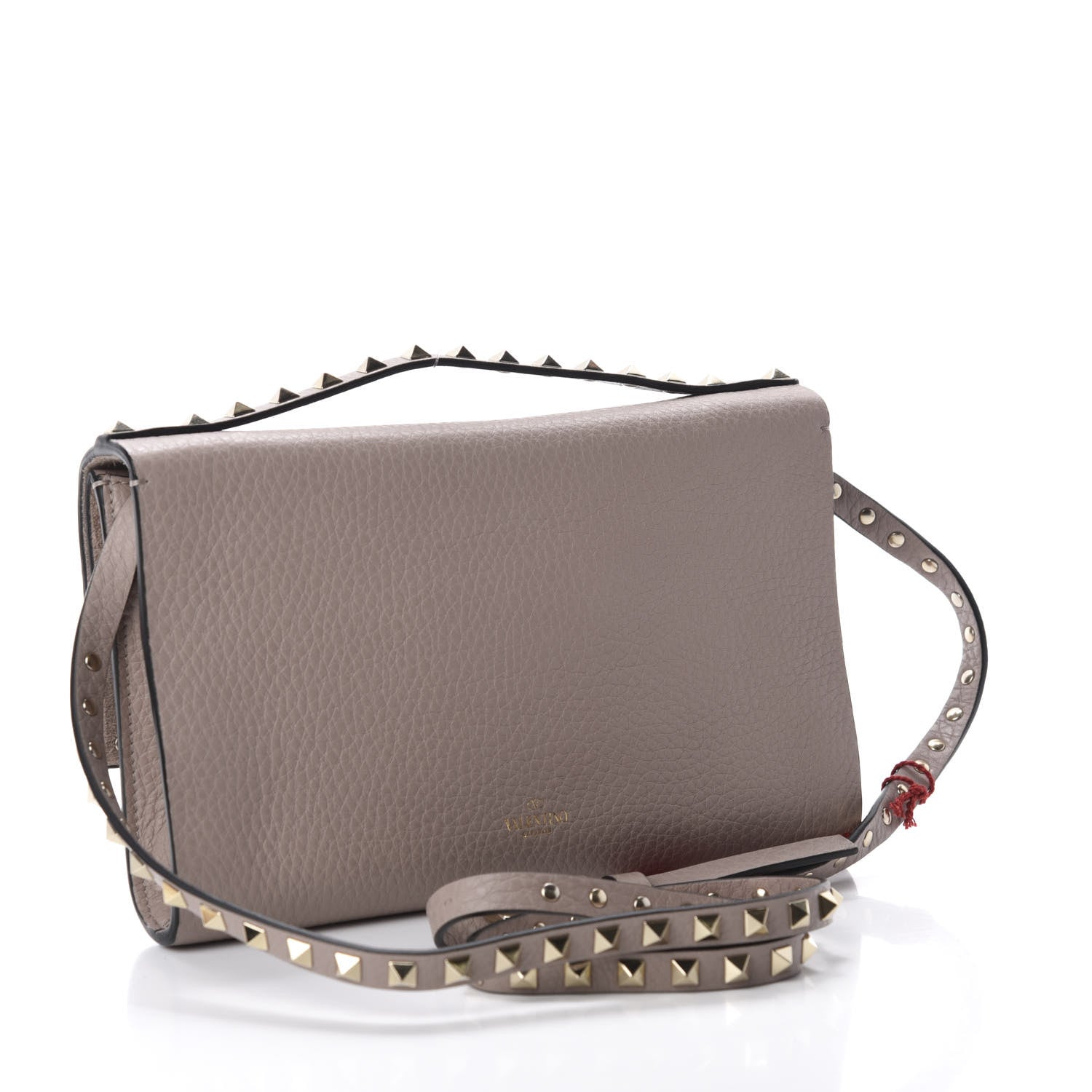 Valentino Garavani Grainy Calfskin Rockstud Double Flap Crossbody Bag Poudre 2 of 8