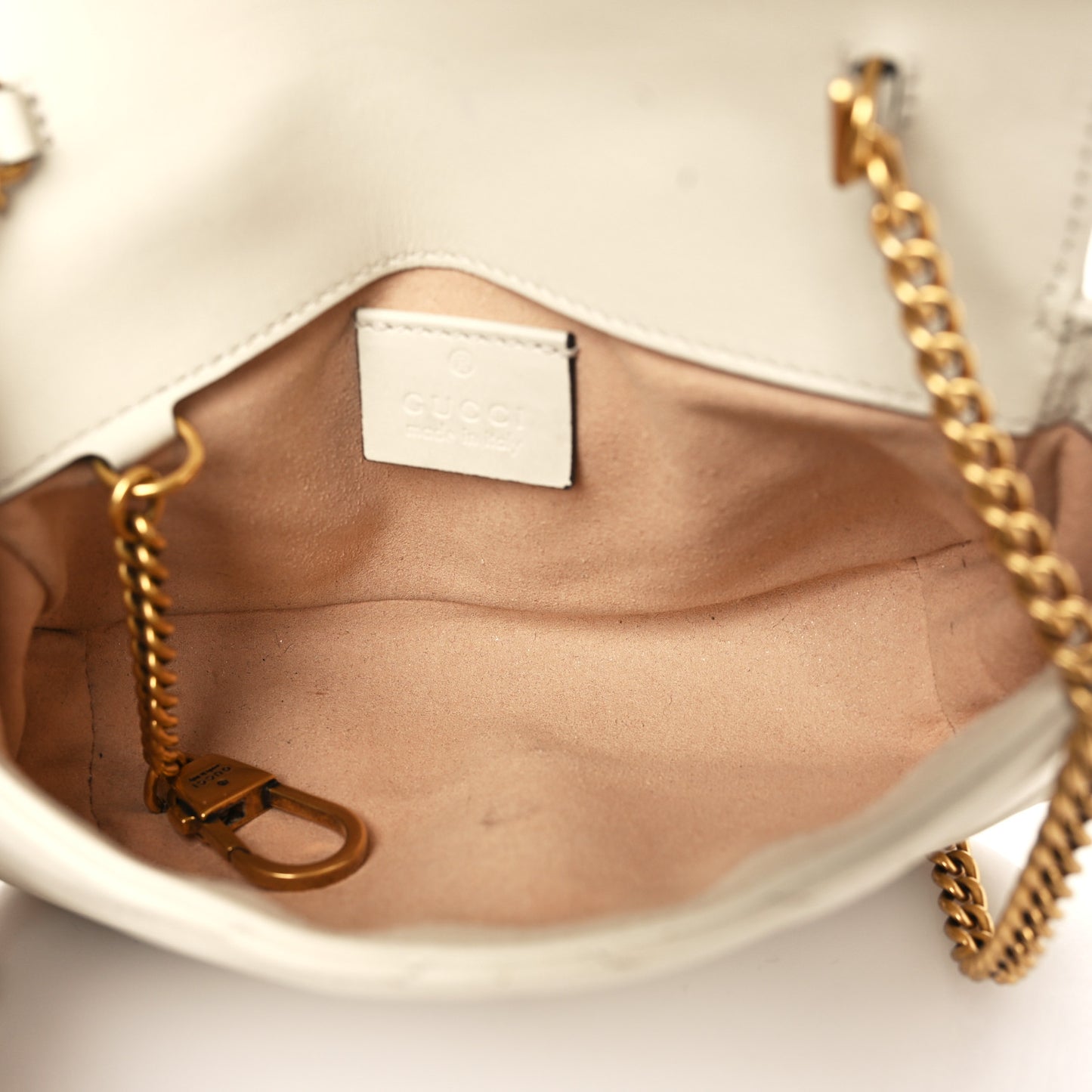Calfskin Matelasse Super Mini GG Marmont Shoulder Bag White