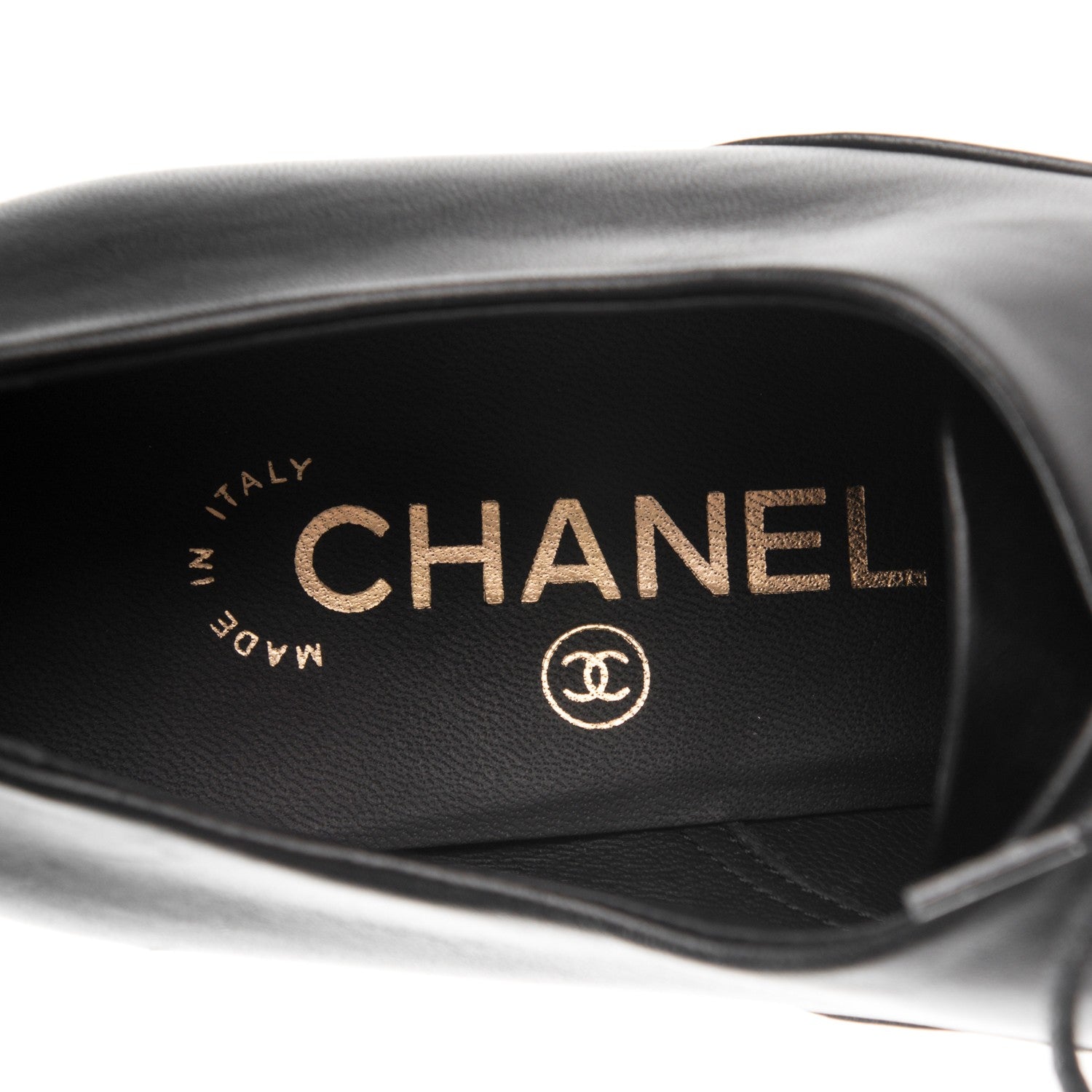 Chanel Lambskin Patent Pearl CC Lace Up Oxfords 39.5 Black 6 of 7