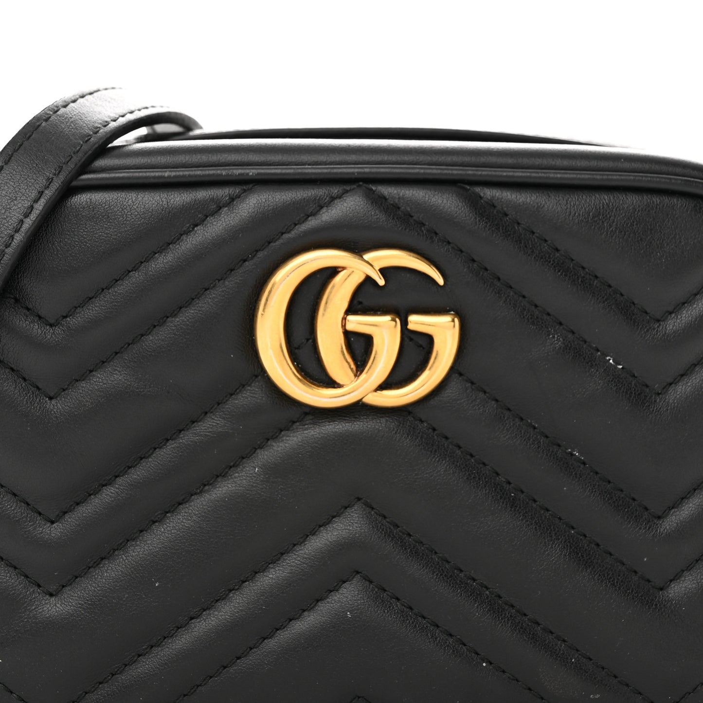 Calfskin Matelasse Mini GG Marmont Chain Shoulder Bag Black