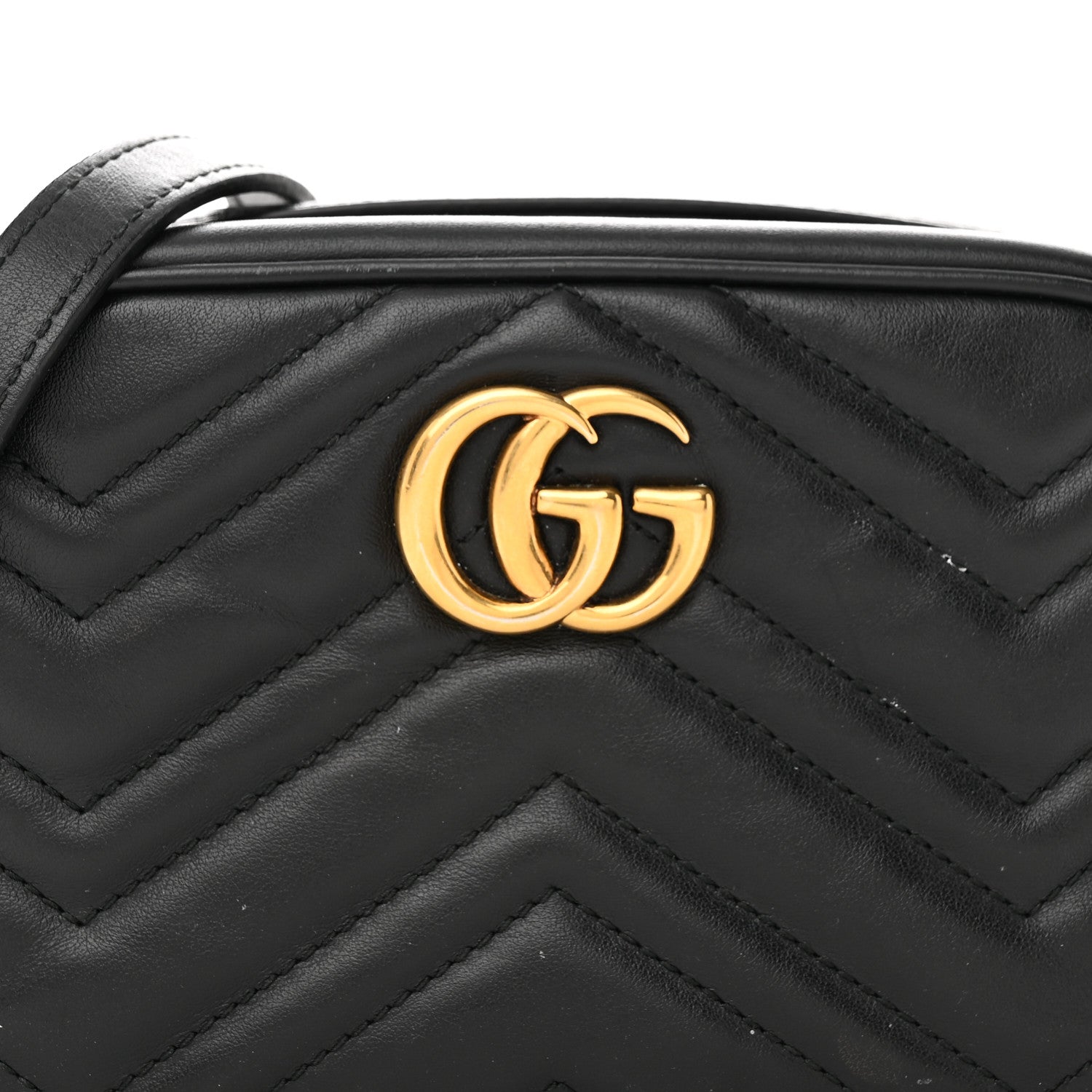 Gucci Calfskin Matelasse Mini GG Marmont Chain Shoulder Bag Black 7 of 15