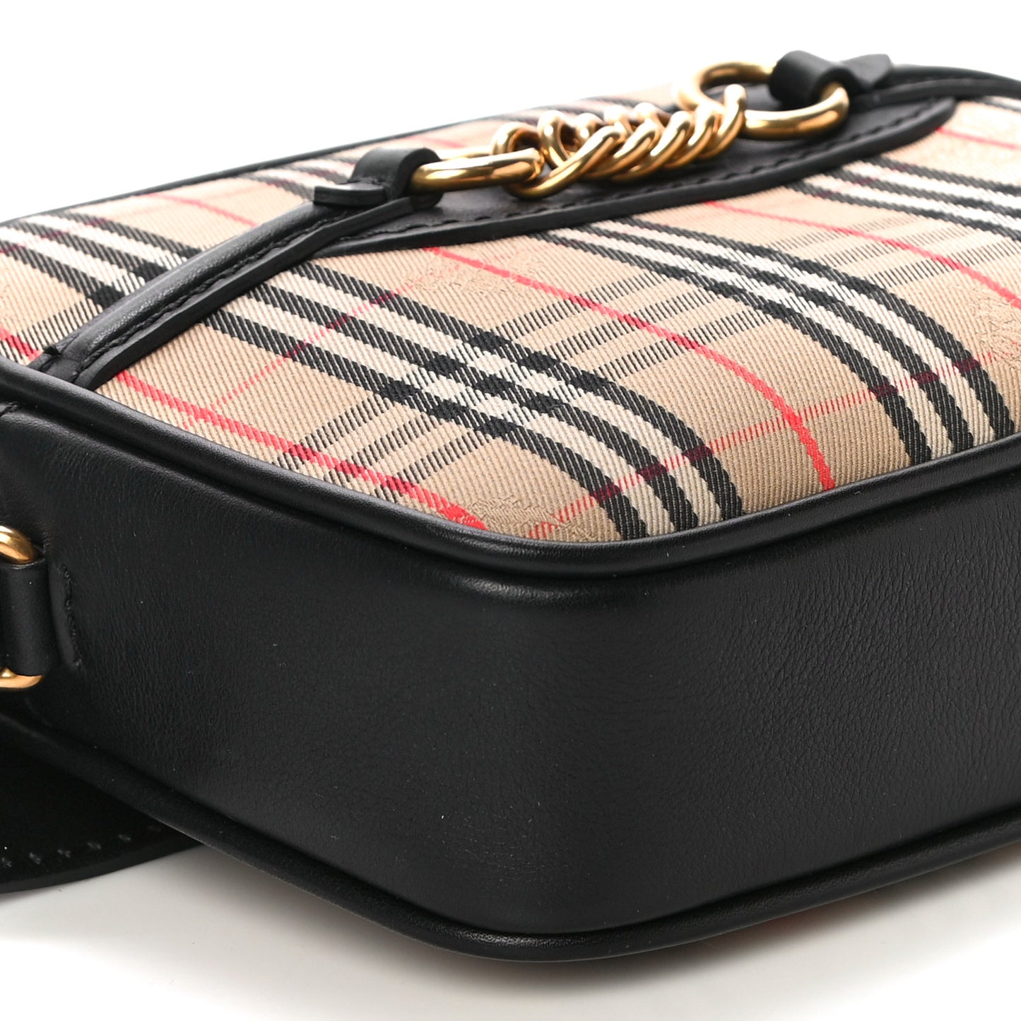 1983 Knight Check Smooth Calfskin Link Bum Bag Black