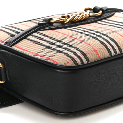 Burberry 1983 Knight Check Smooth Calfskin Link Bum Bag Black 8 of 9