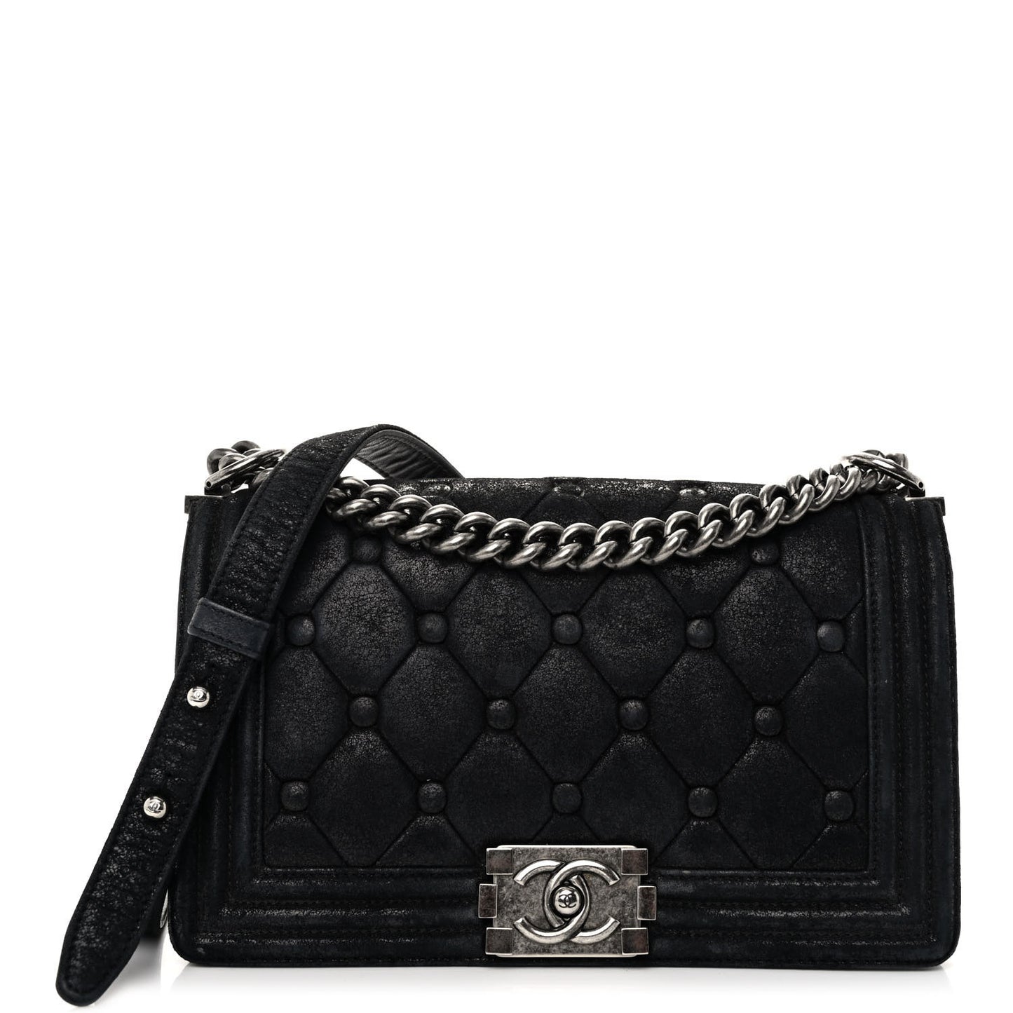 Nubuck Chesterfield Quilted Medium Celtic Boy Flap Black