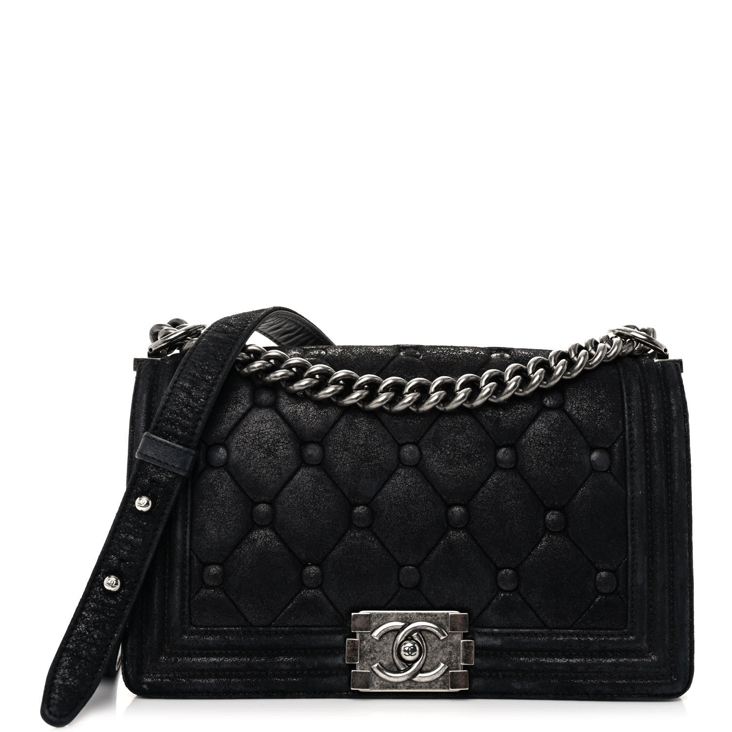 Chanel Nubuck Chesterfield Quilted Medium Celtic Boy Flap Black 1 of 10